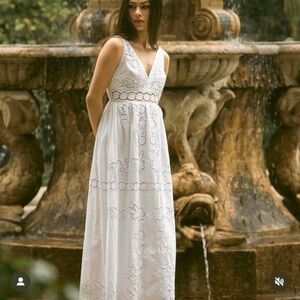 Anthropologie Vineet Bahl Sleeveless V-Neck Floral Cutwork Midi Dress Size XS